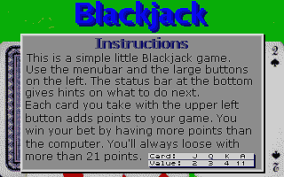 Blackjack atari screenshot